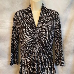 Zebra-Striped Ruched Blouse